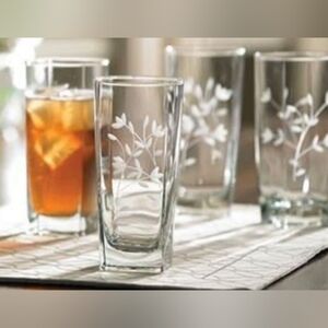 Etched Glasses with Leaf Design
